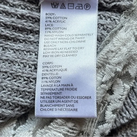 Urban Outfitters Pins & Needles Oversized Lace Trim Sweater Gray Knit Cozy Sz M - Picture 8 of 12